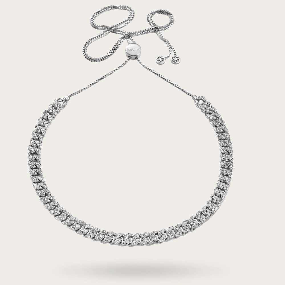 IceLink Cuban Silver Adjustable Choker